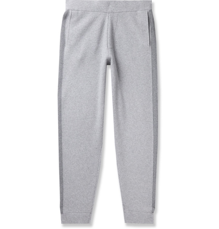 Photo: Theory - Crimden Tapered Striped Mélange Wool and Cashmere-Blend Sweatpants - Gray