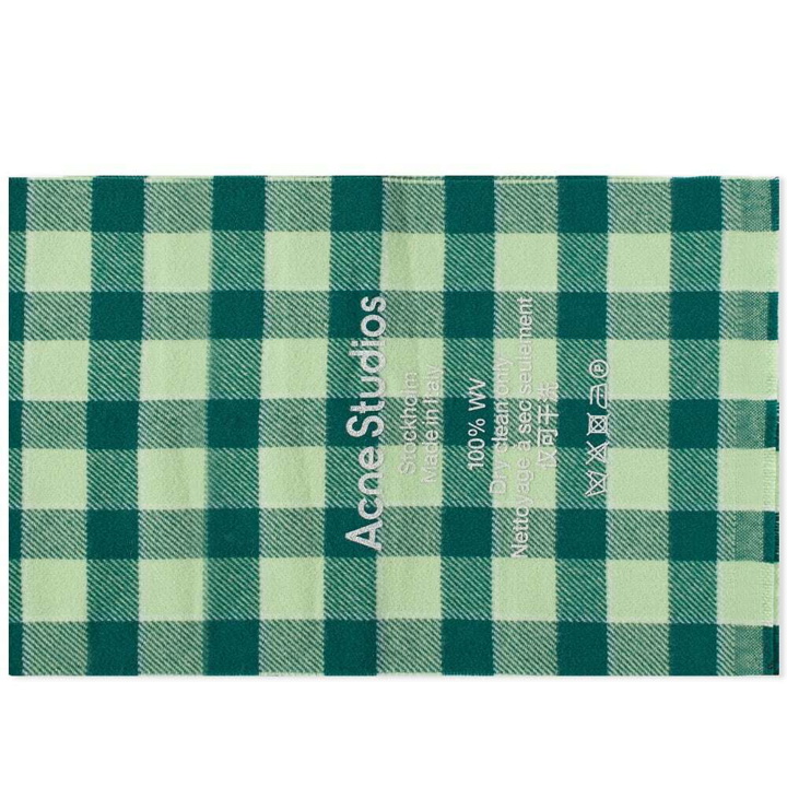 Photo: Acne Studios Men's Cassiar Check Narrow New Scarf in Forest Green/Light Green