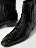 TOM FORD - Kenneth Snake-Effect Patent-Leather Chelsea Boots - Black