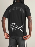 Palm Angels - Broken Shark Logo-Print Cotton-Jersey T-Shirt - Black