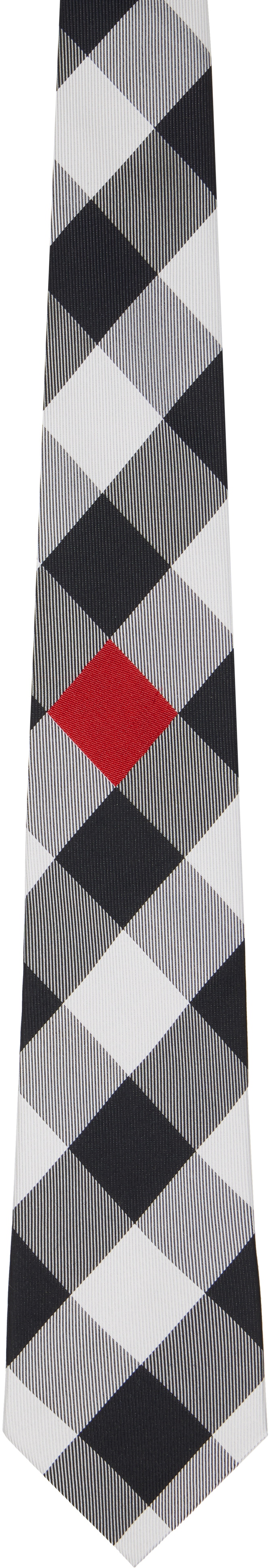 Comme des Garçons Homme Deux Black & White Silk Geometric Pattern Tie