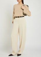 Another Tomorrow Draped Ribbed Cotton-knit Jumper Beige