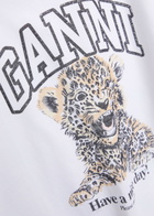 Ganni Printed Cotton T-shirt Leopard