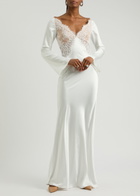 Self-portrait X Christopher Kane Lace and Satin Maxi Dress White