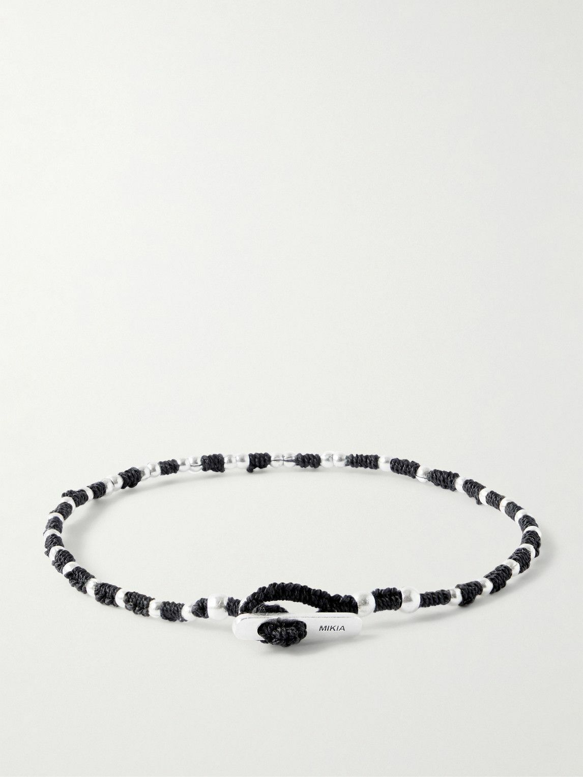 Mikia - Silver Beaded Bracelet - Black