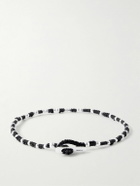 Mikia - Silver Beaded Bracelet - Black