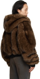 LU'U DAN Brown Yeti Outlaw Faux-Fur Jacket