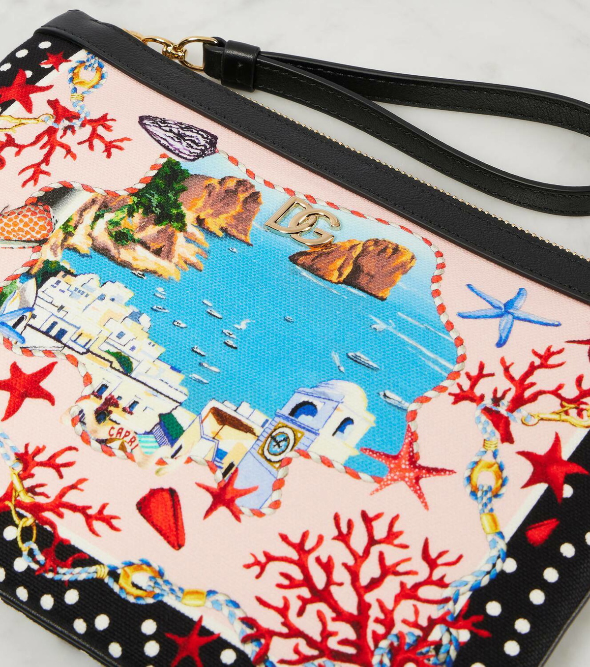 Dolce&Gabbana Capri printed canvas pouch