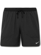 Nike Running - Stride Straight-Leg Mesh-Panelled Dri-FIT Ripstop Shorts - Black