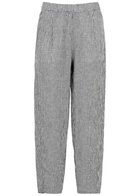 Eileen Fisher Checked Tapered Linen Trousers Black/White