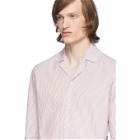 Eidos Burgundy and White Stripe Open Collar Shirt