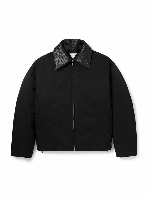 Photo: Bottega Veneta - Intrecciato Leather-Trimmed Matte-Shell Down Jacket - Black