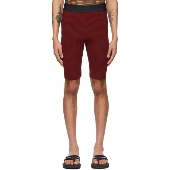 Photo: Dries Van Noten Burgundy Rib Knit Shorts