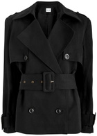 Aexae Belted Cropped Cotton Trench Coat Black