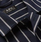 A.P.C. - Camp-Collar Striped Cotton and Wool-Blend Shirt - Men - Navy