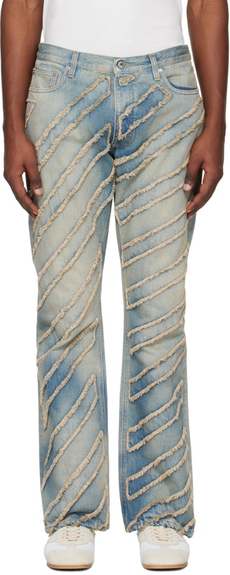 Photo: Off-White Blue Diag AO Skinny Flare Jeans