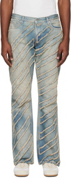 Off-White Blue Diag AO Skinny Flare Jeans