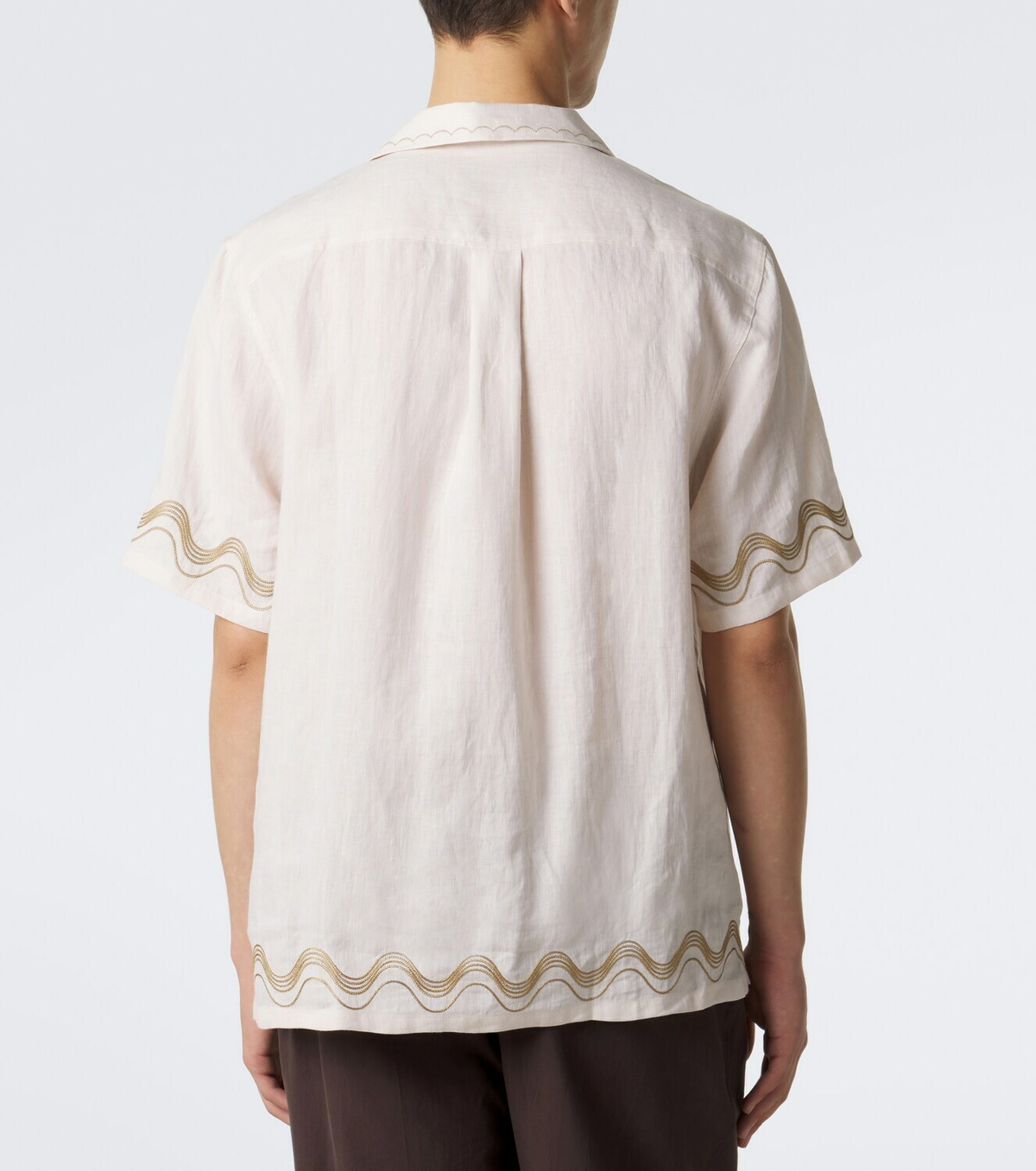 Frescobol Carioca Alves embroidered linen bowling shirt