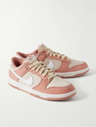 Nike - Dunk Low Retro PRM Leather-Trimmed Suede and Twill Sneakers - Pink