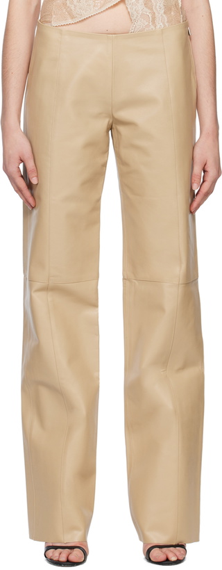 Photo: VAILLANT Taupe Straight-Leg Leather Trousers