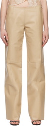 VAILLANT Taupe Straight-Leg Leather Trousers