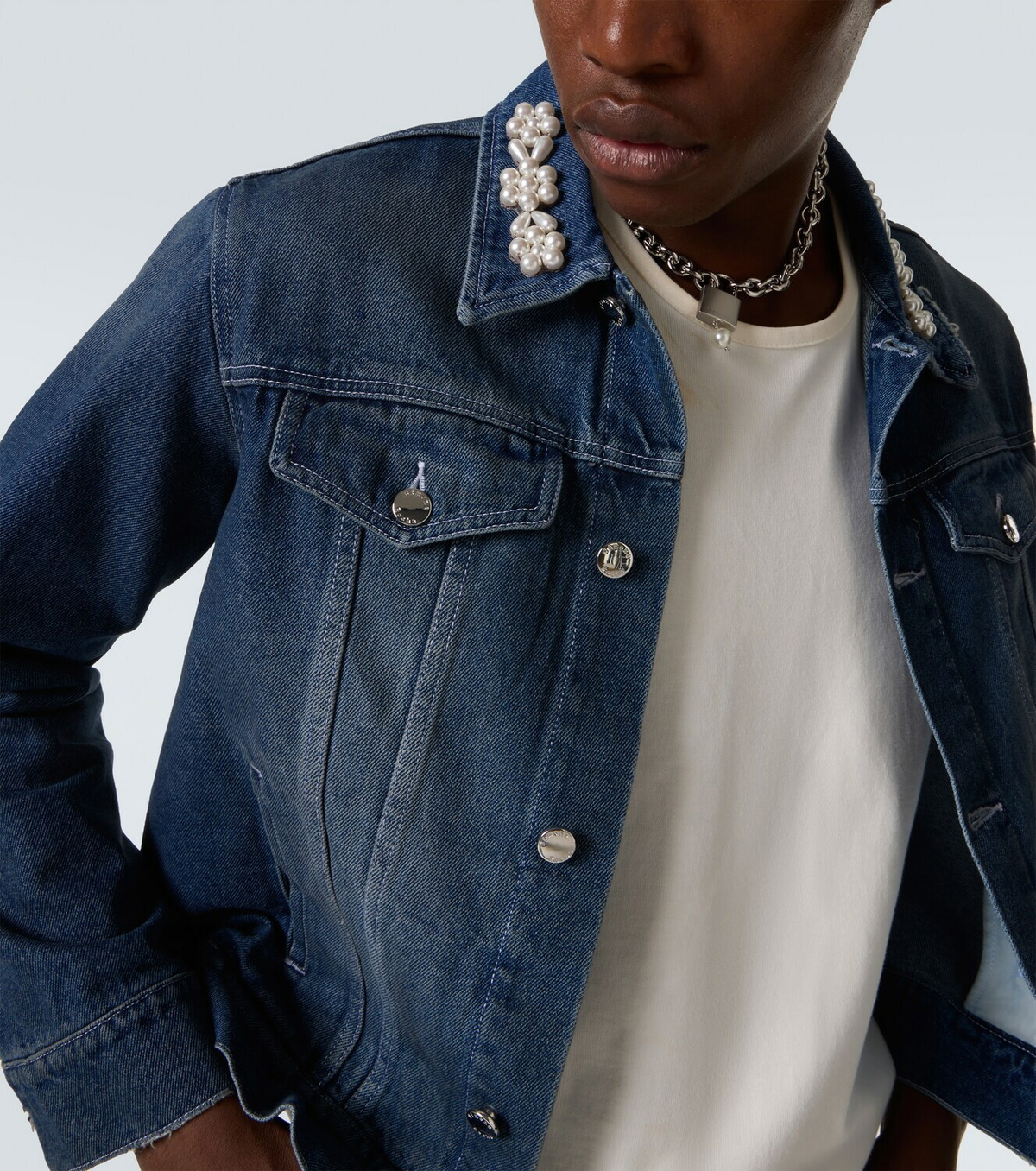 Simone Rocha Embellished cropped denim jacket