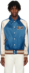 HAULIER Blue & Off-White Paneled Bomber Jacket