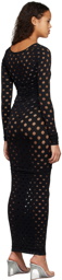 Maisie Wilen Black Perforated Midi Dress