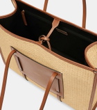 DeMellier Capri leather-trimmed raffia tote bag