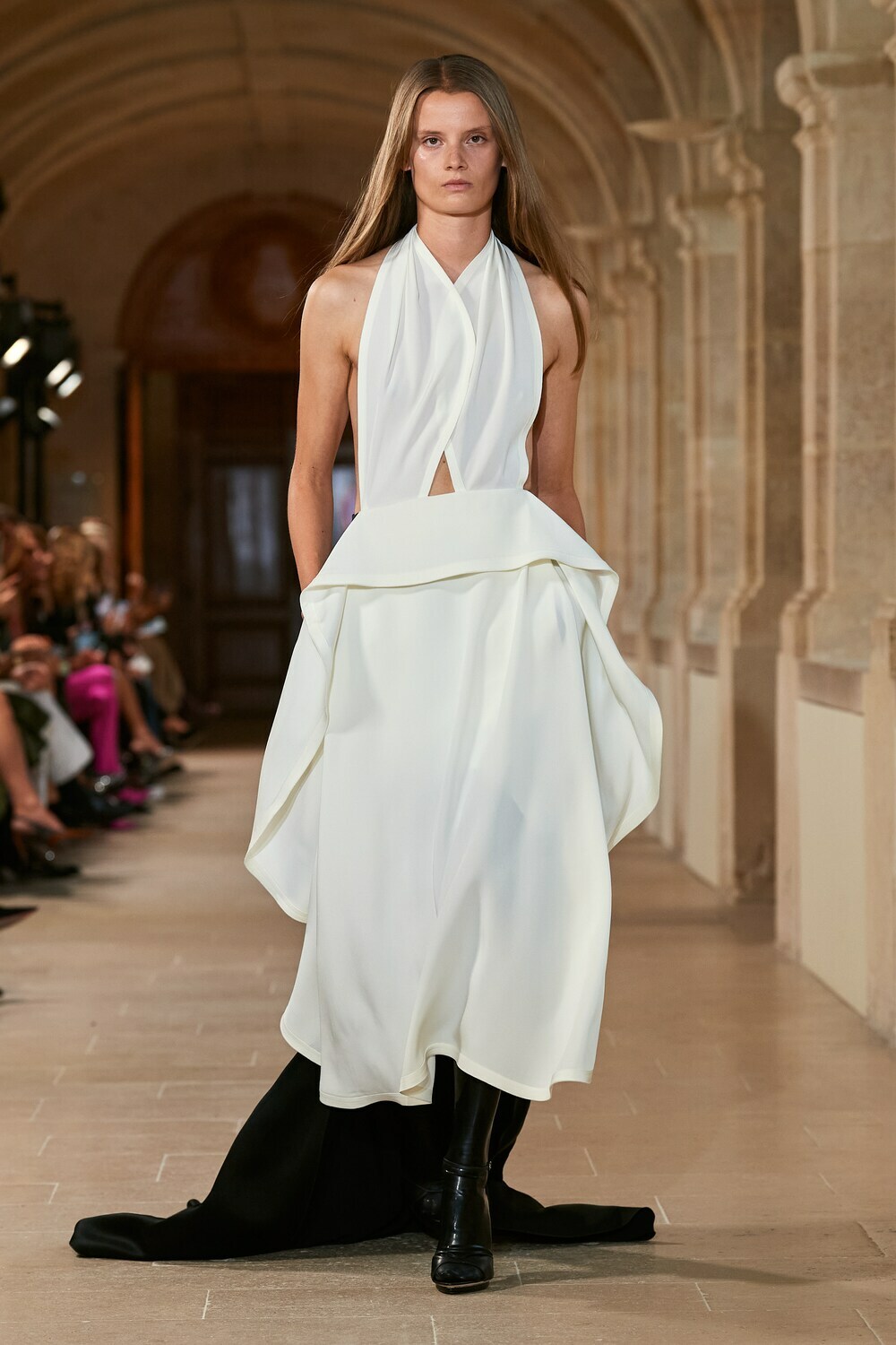 Victoria Beckham Cutout halterneck satin and crêpe gown