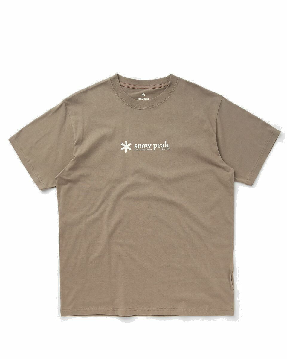 Photo: Snow Peak Soft Cotton Logo Short Sleeve T Shirt Beige - Mens - Shortsleeves