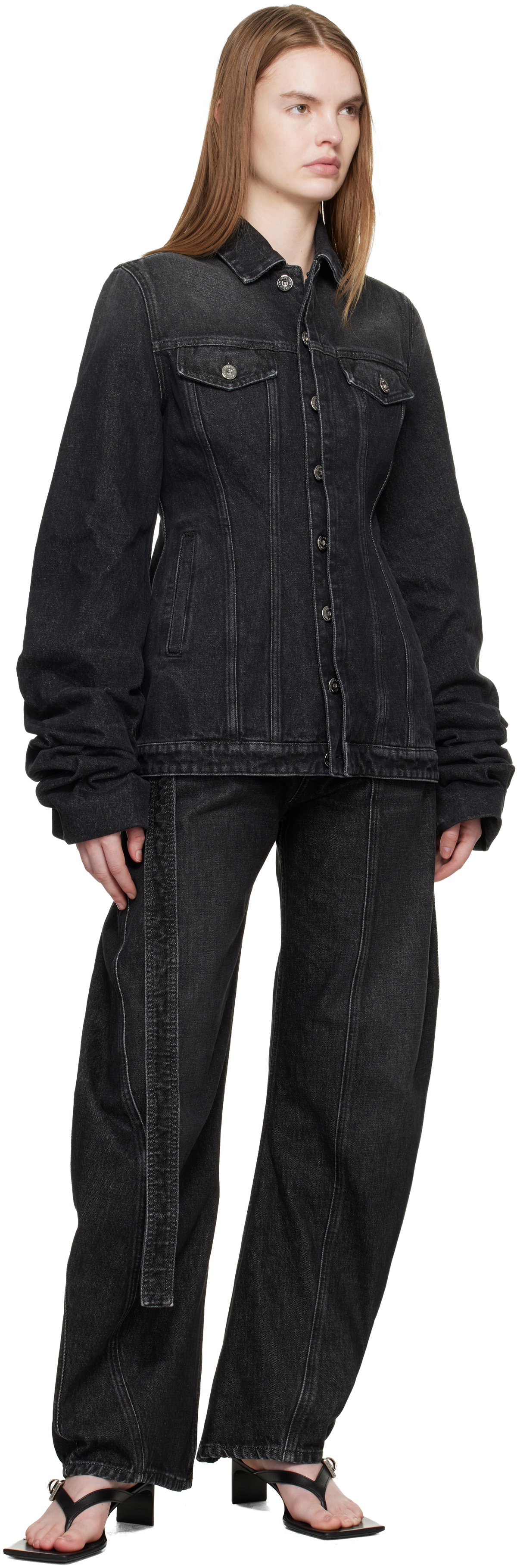 Jean Paul Gaultier Black Oversized Sleeves Denim Jacket