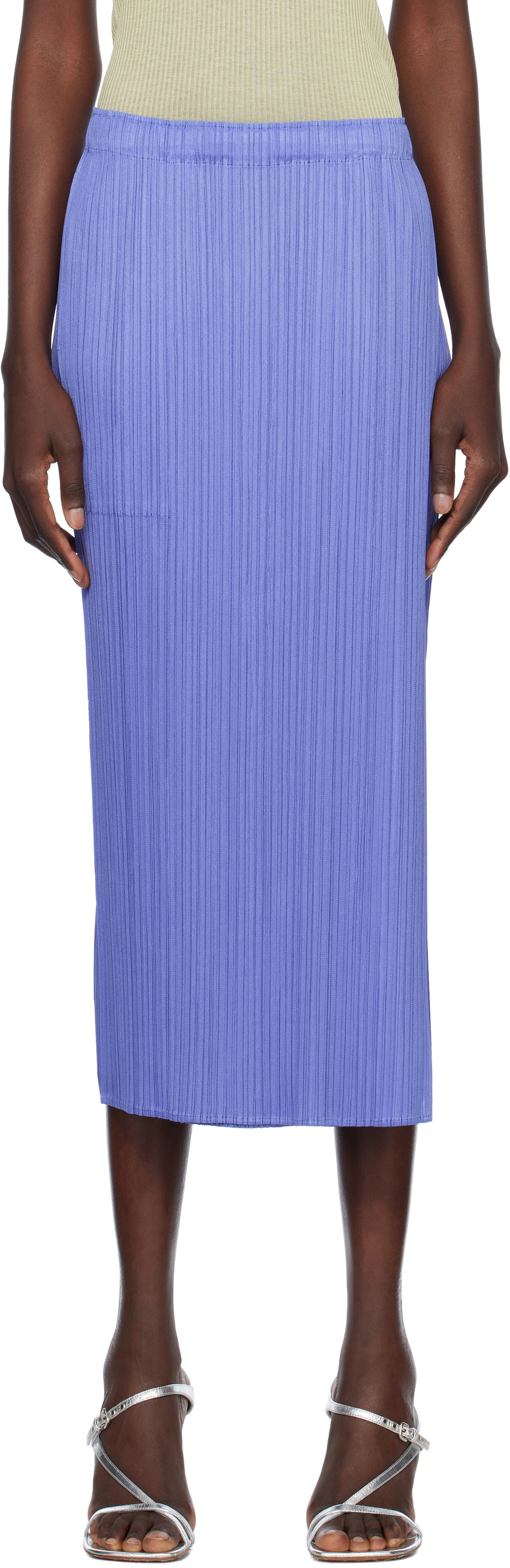 PLEATS PLEASE ISSEY MIYAKE Blue Monthly Colors March Midi Skirt 