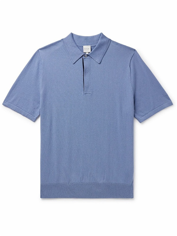 Photo: Paul Smith - Logo-Embroidered Organic Cotton Polo Shirt - Blue
