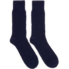 Issey Miyake Men Navy Block Pile Socks