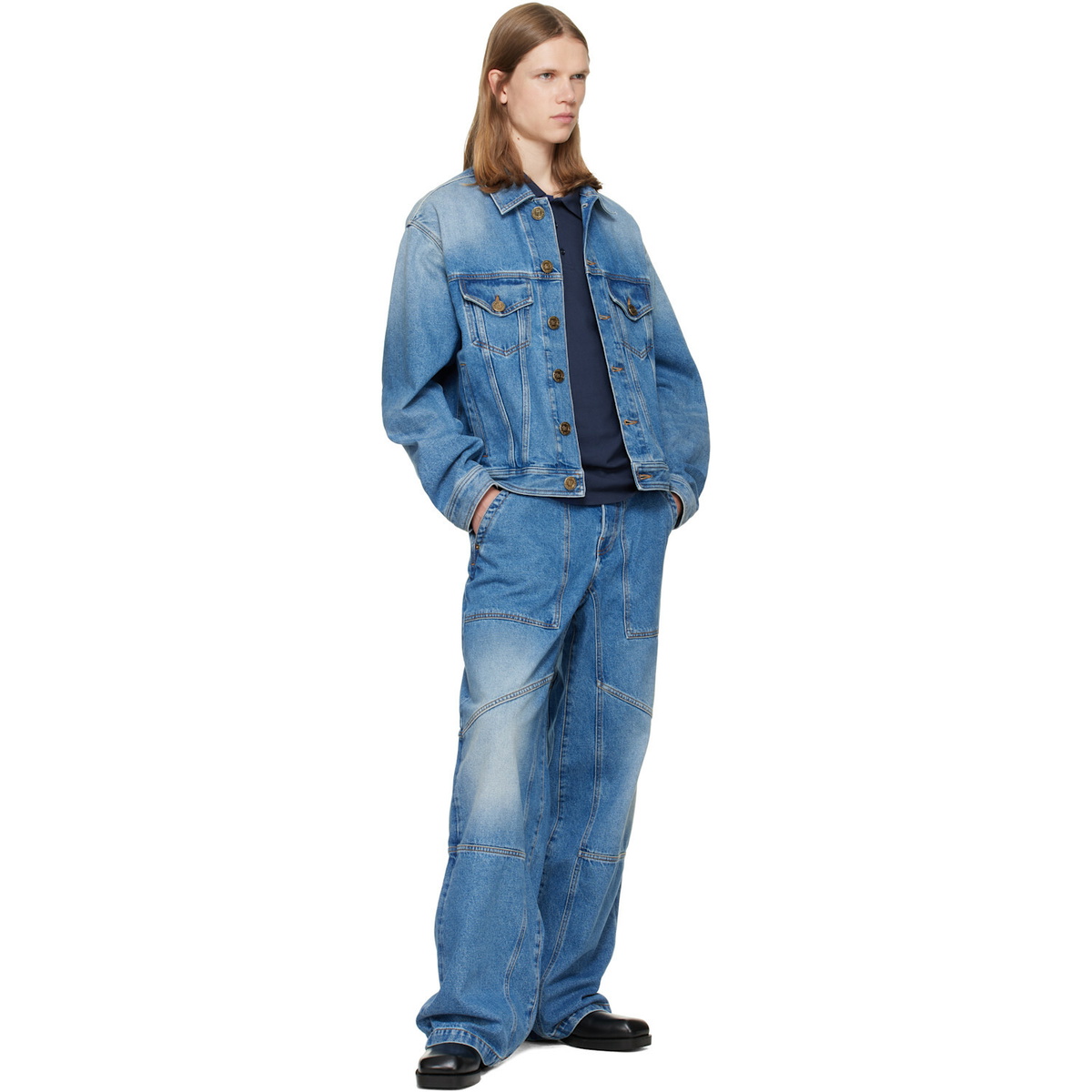 BALMAIN Blue Denim Carpenter Jeans