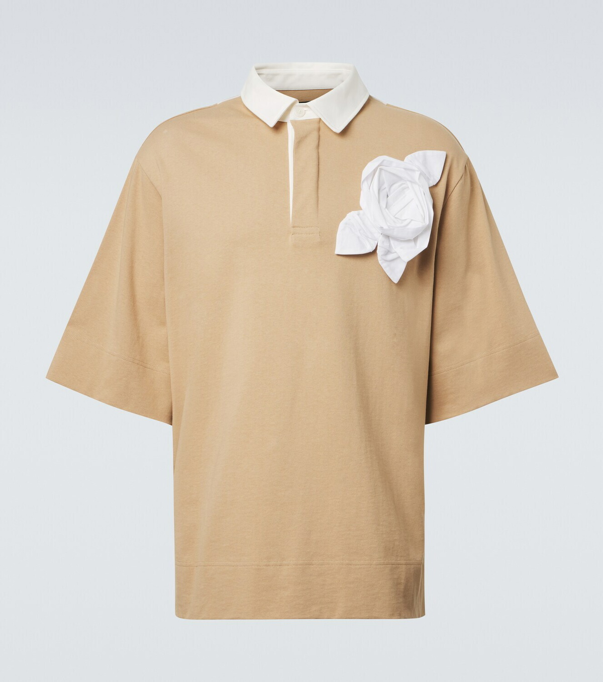 Simone Rocha Floral-appliqué cotton jersey polo shirt