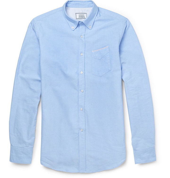 Photo: Officine Generale - Slim-Fit Cotton Oxford Shirt - Men - Blue