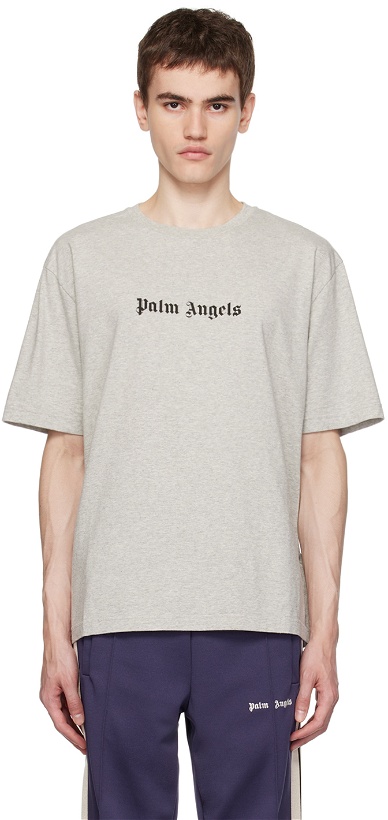 Photo: Palm Angels Grey Printed T-Shirt
