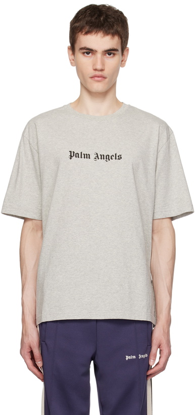 Photo: Palm Angels Grey Printed T-Shirt