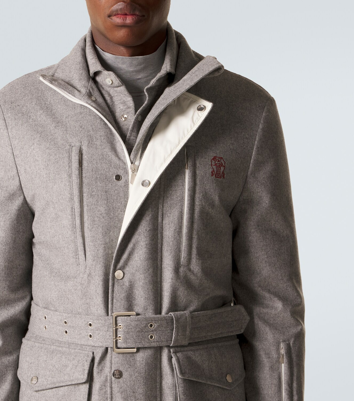 Brunello Cucinelli Belted wool ski jacket