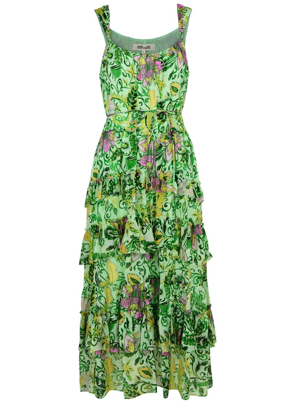 Photo: Diane Von Furstenberg Modena Printed Chiffon Midi Dress Mint