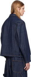 Y's For Men Navy Color Combi Stitch Denim Jacket