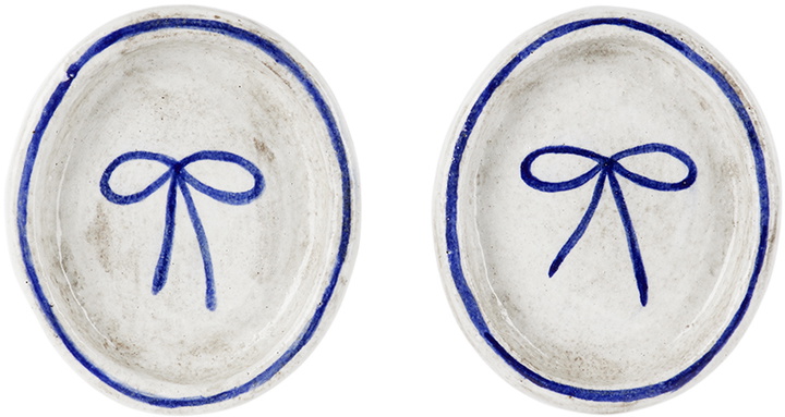 Photo: Rami Kim Studio White & Blue Bow Jewelry Dish Set
