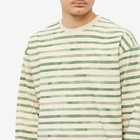 Pilgrim Surf + Supply Men's Julien Stripe Long Sleeve T-Shirt in Green Watercolour