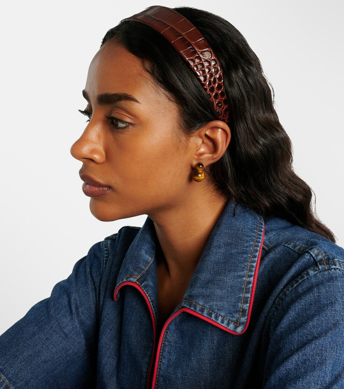 Jennifer Behr Cruz croc-effect leather headband
