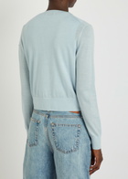 Anine Bing Moni Wool and Cashmere-blend Cardigan Light Blue