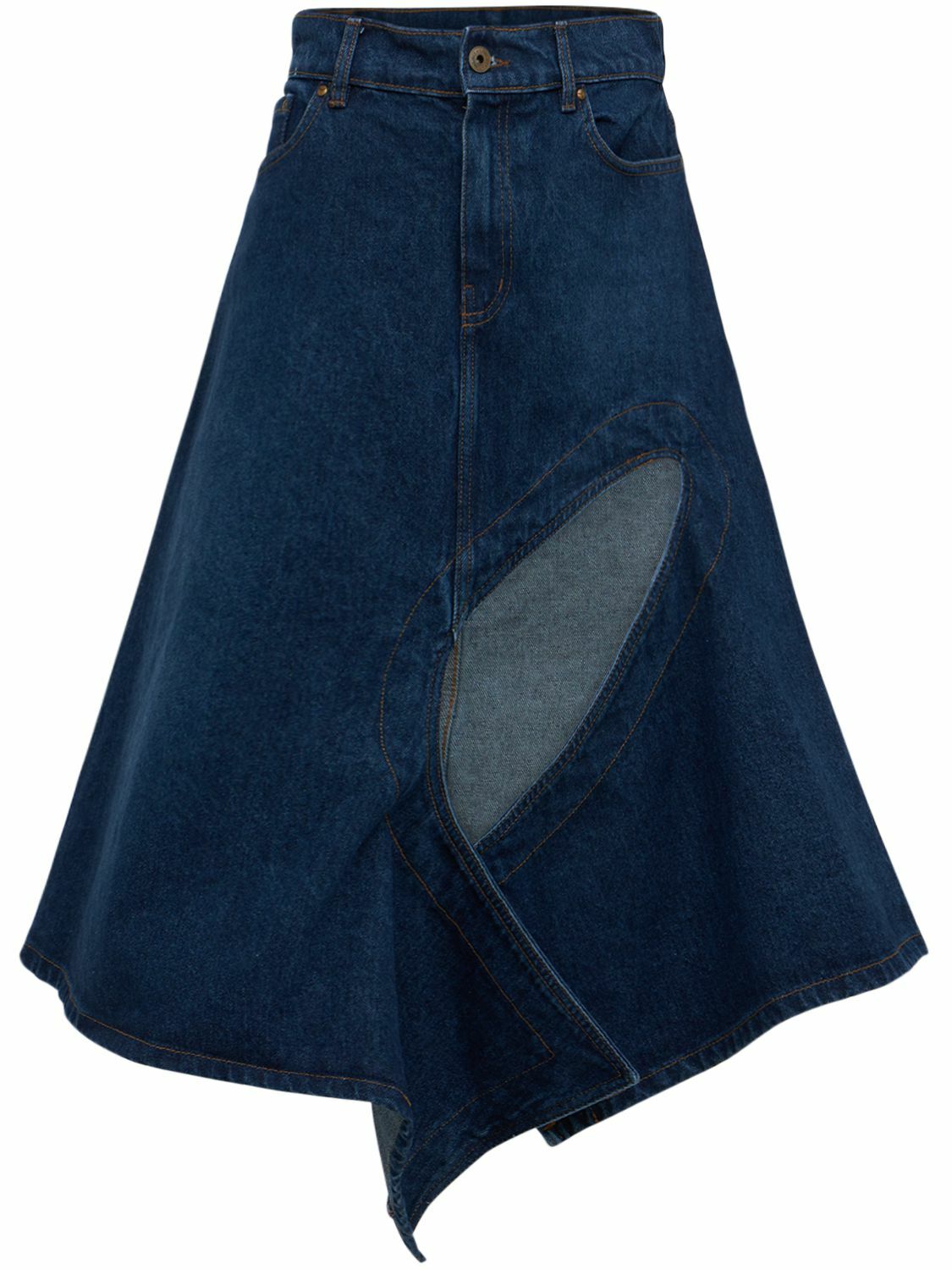 Y/PROJECT Asymmetric Slit Denim Midi Skirt