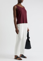 Eileen Fisher Tapered Silk-georgette Trousers Cream