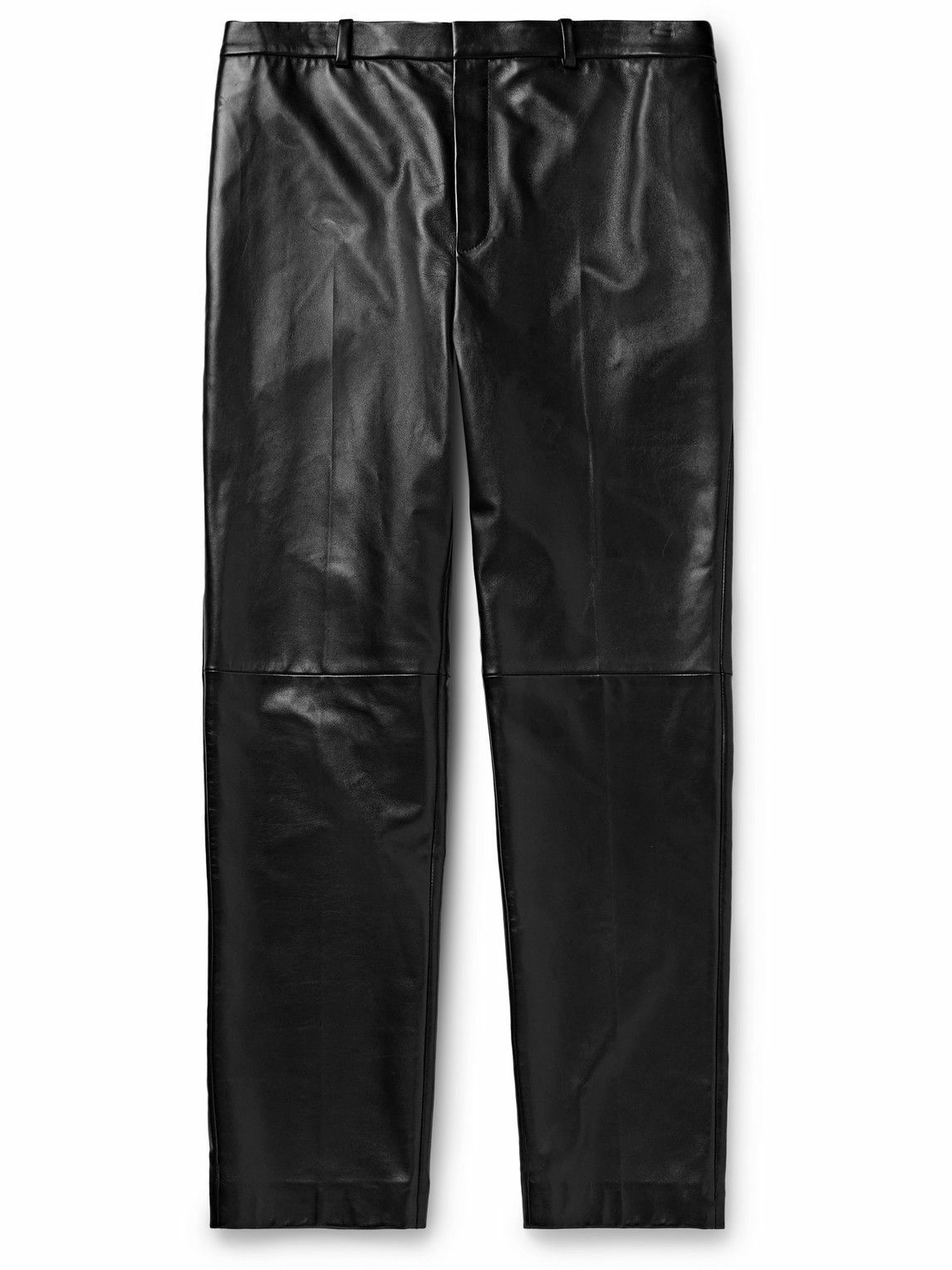 Photo: SAINT LAURENT - Straight-Leg Panelled Leather Trousers - Unknown